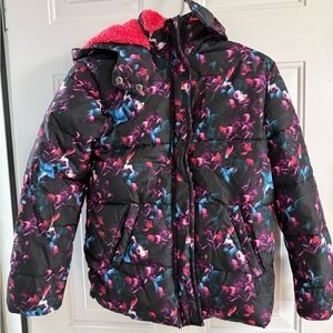 Falls Creek Kids Puffer Jacket - Black with Pink and Blue Accents